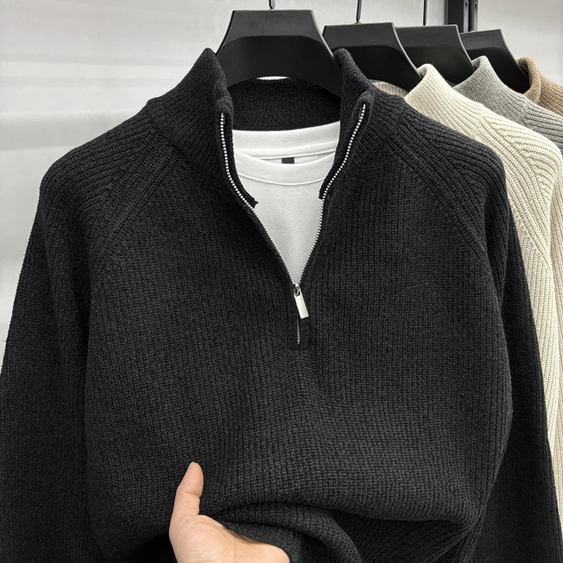 Men's Sweater Half Zipper Winter Thick Korean Edition Casual Loose Stand Up Collar Undercover