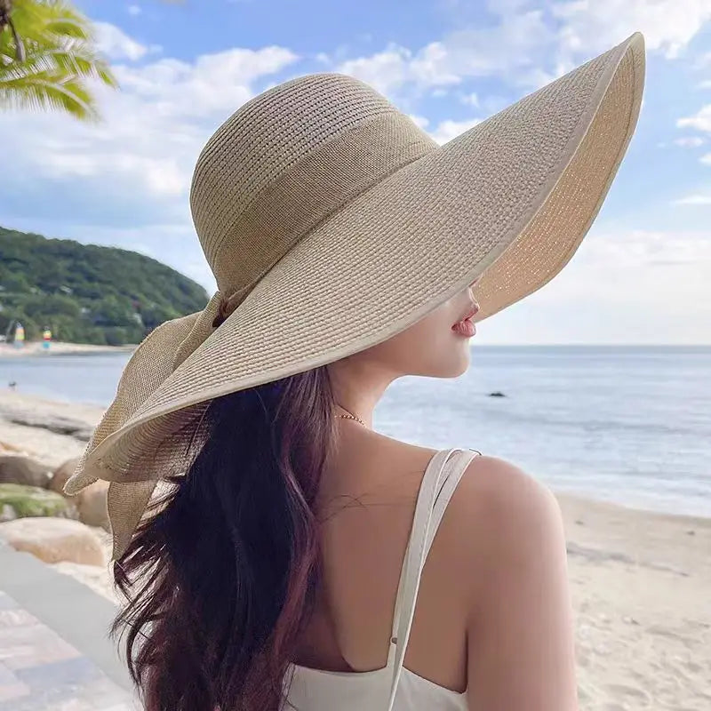 wide brim Straw Fedora Hat for Women Wholesale straw hat visor vacation beach hat sun hat summer French retro topper - CRAVO ROSE