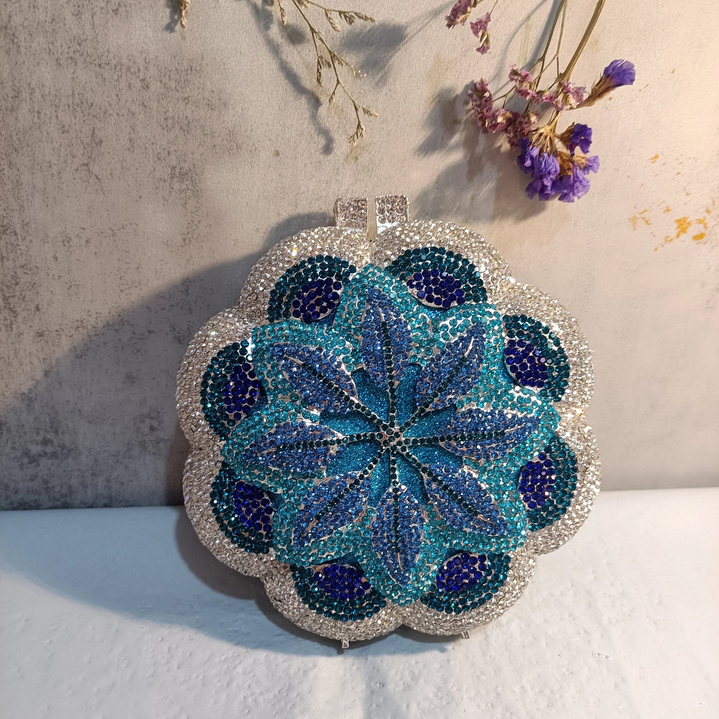 Rosa flor rosa/verde strass noite embreagens feminino floral amarelo cristal sacos de noite nupcial festa de casamento bolsa embreagem - CRAVO ROSE