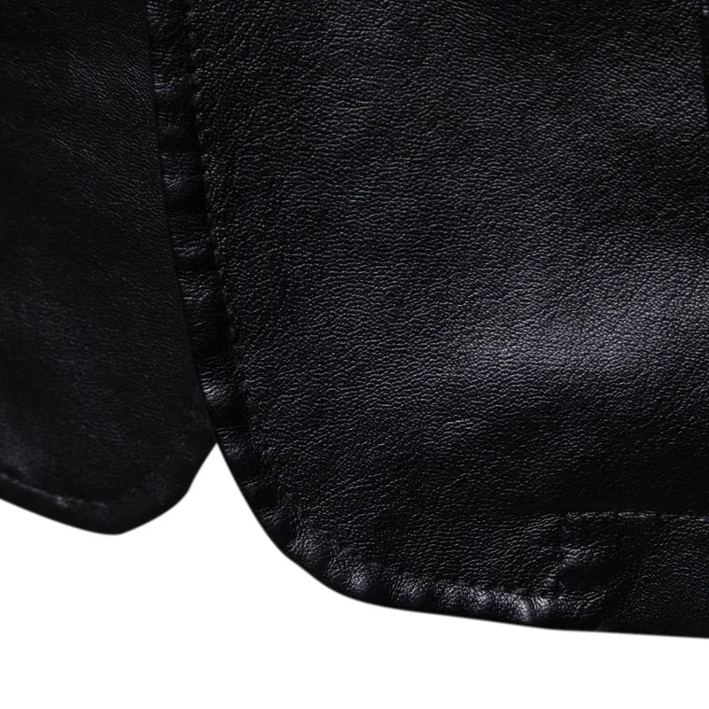Jaqueta Lapela Vestido de Couro Casaco Terno Slim Fit Jaqueta À Prova de Vento Masculino Negócios Casual Pu Blazers