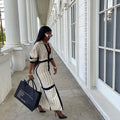 New Fashion Shirt Long Dress Women's Turn Down Button Elegant Office Lady Long Sleeve Dresses Women Casual Striped Maxi Dress