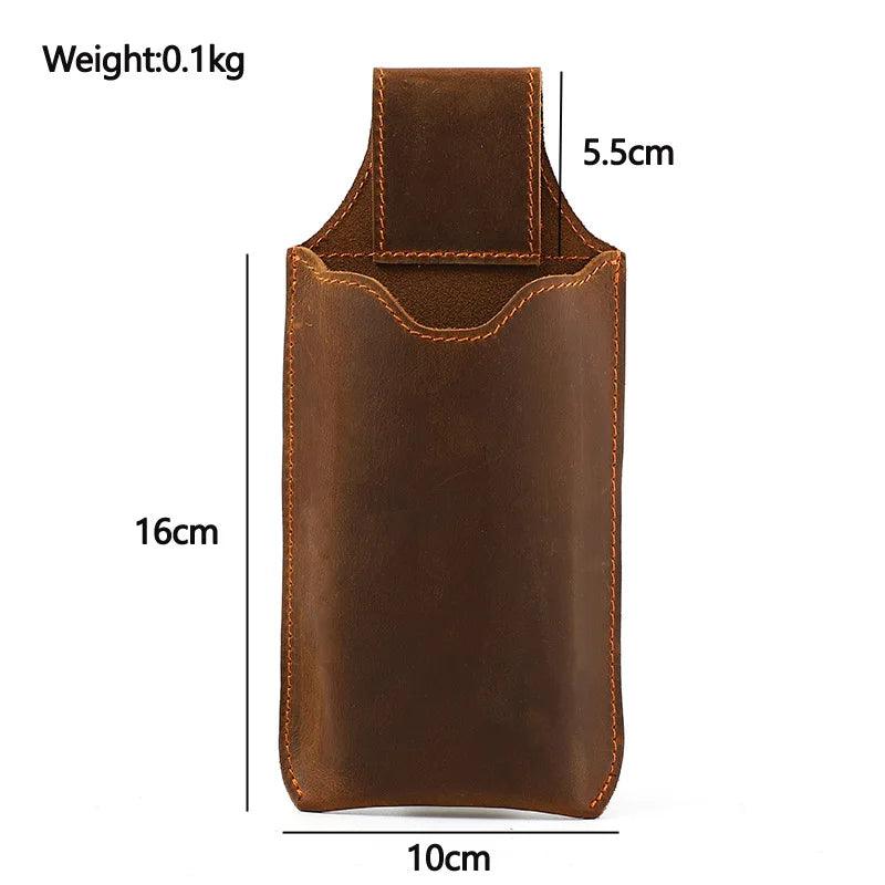 Genuine Leather Phone Pouch Case for 6-7.5inch Cellphone Loop Holster Case Belt Waist Bag Retro Outdoor Phone Wallet Anti-theft - CRAVO ROSE