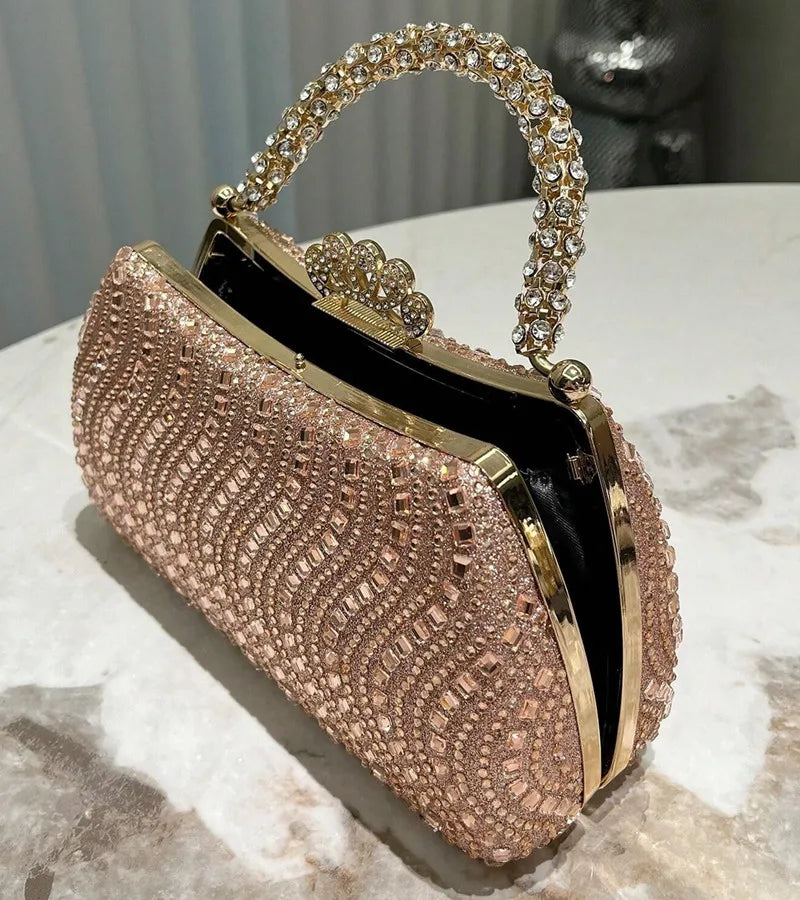 2024 New Luxury Fashion Diamonds Women's Handbags Full Rhinestone Design Party Clutch Bag Portable Tote Shoulder Messenger Bags