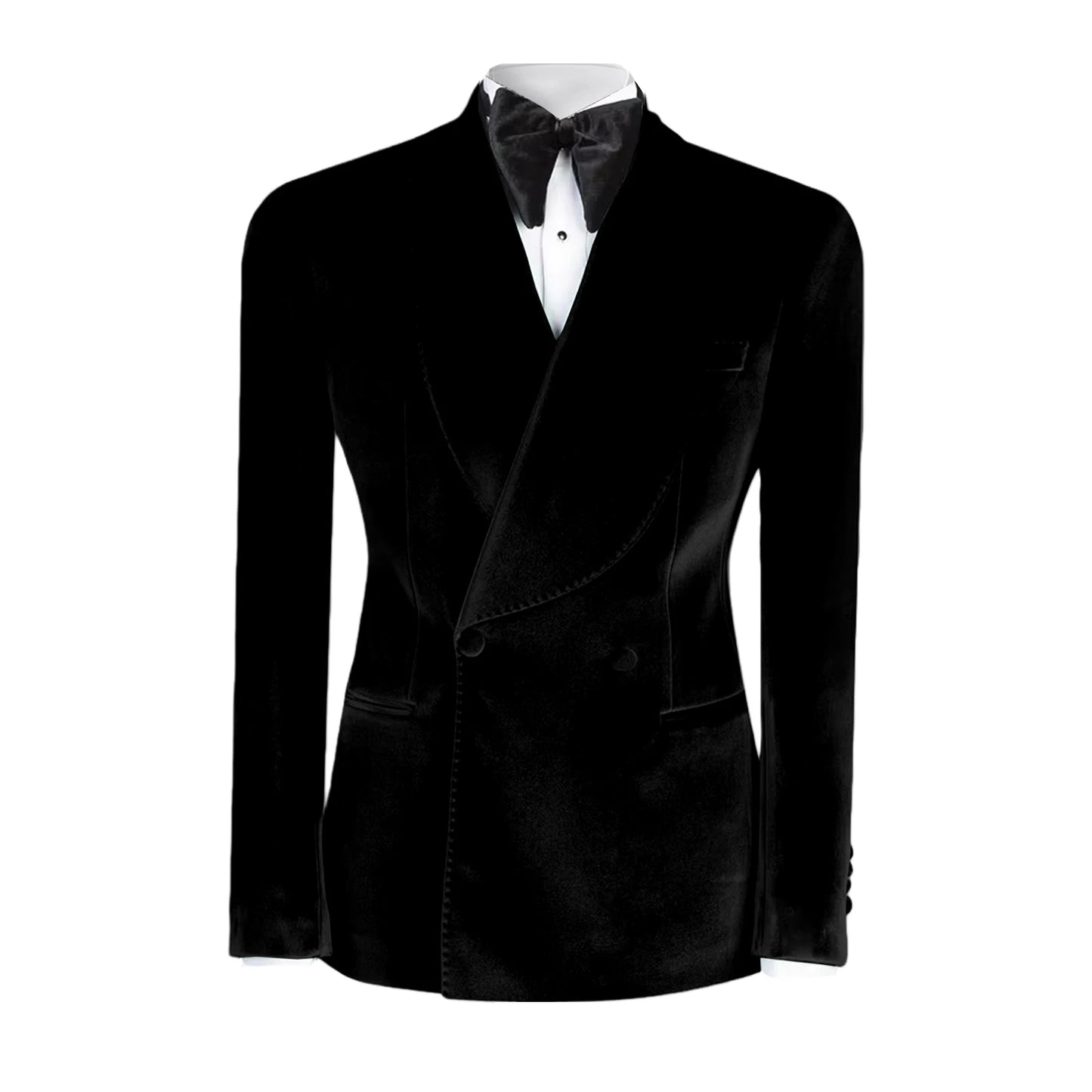 Formal Velvet Men's Suits Blazer Double Breasted Jacket 1 Piece Elegant Slim Fit Male Clothing Wedding Men Business Casual Coats