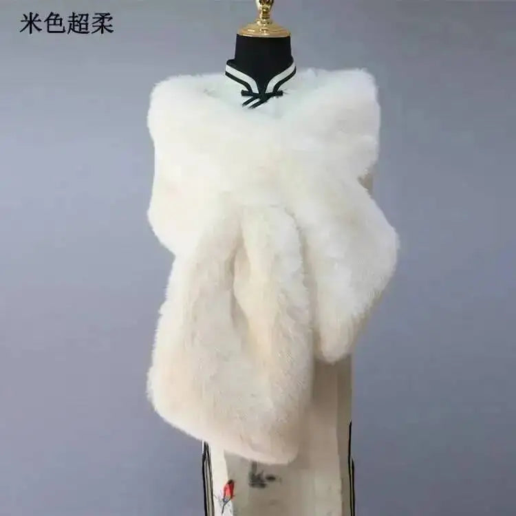 32 Colors 165*30cm Women Luxury Warm Faux Fox Fur Shawl Winter Ladies Plush Scarf Wraps Cloak Coat Wedding Long Cape Scarves