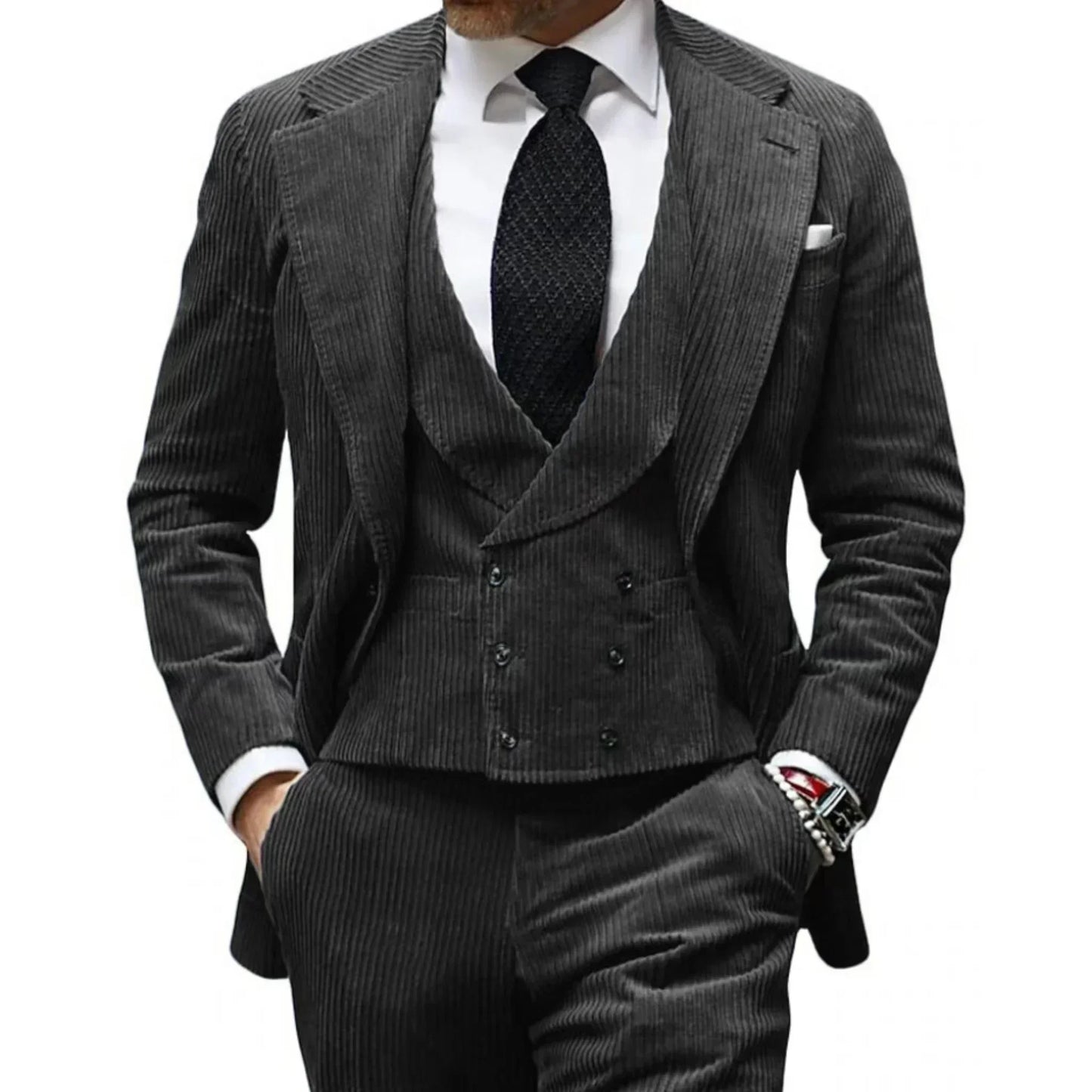 Velveteen-Men's Warm Velvet Suit, 3-Piece Set, Men's Clothing, Perfect for the Season