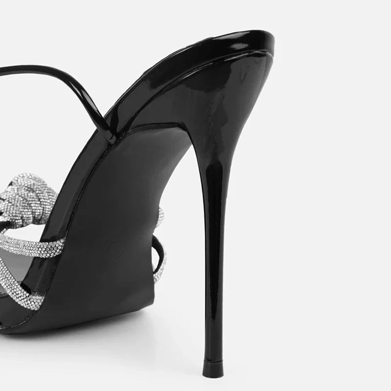 Liyke 2026 New Arrival Silver Crystal Narrow Band Women's Sandals Summer Party Wedding Prom Shoes Platform Open Toe High Heels