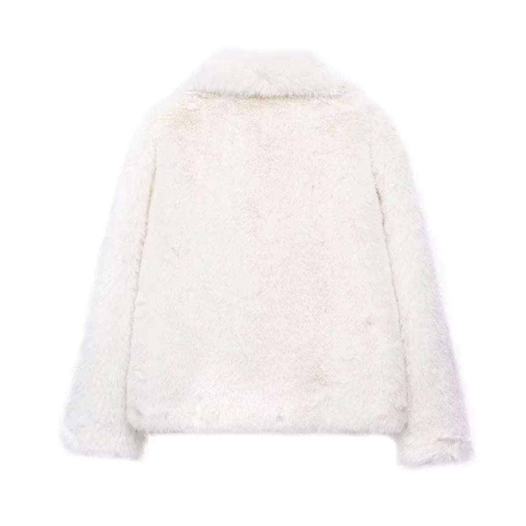 KONDALA 2026 Spring Summer Casual Faux Fur Brown Women Warm Jackets Valentine‘s Day Turn Down Collar Oversized Elegant Coats