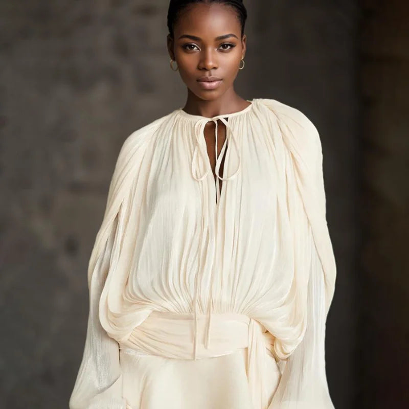 Vestido curto elegante com gola alta e borda de folha de lótus, retrô, floral, rosa, babados, manga comprida, moda urbana