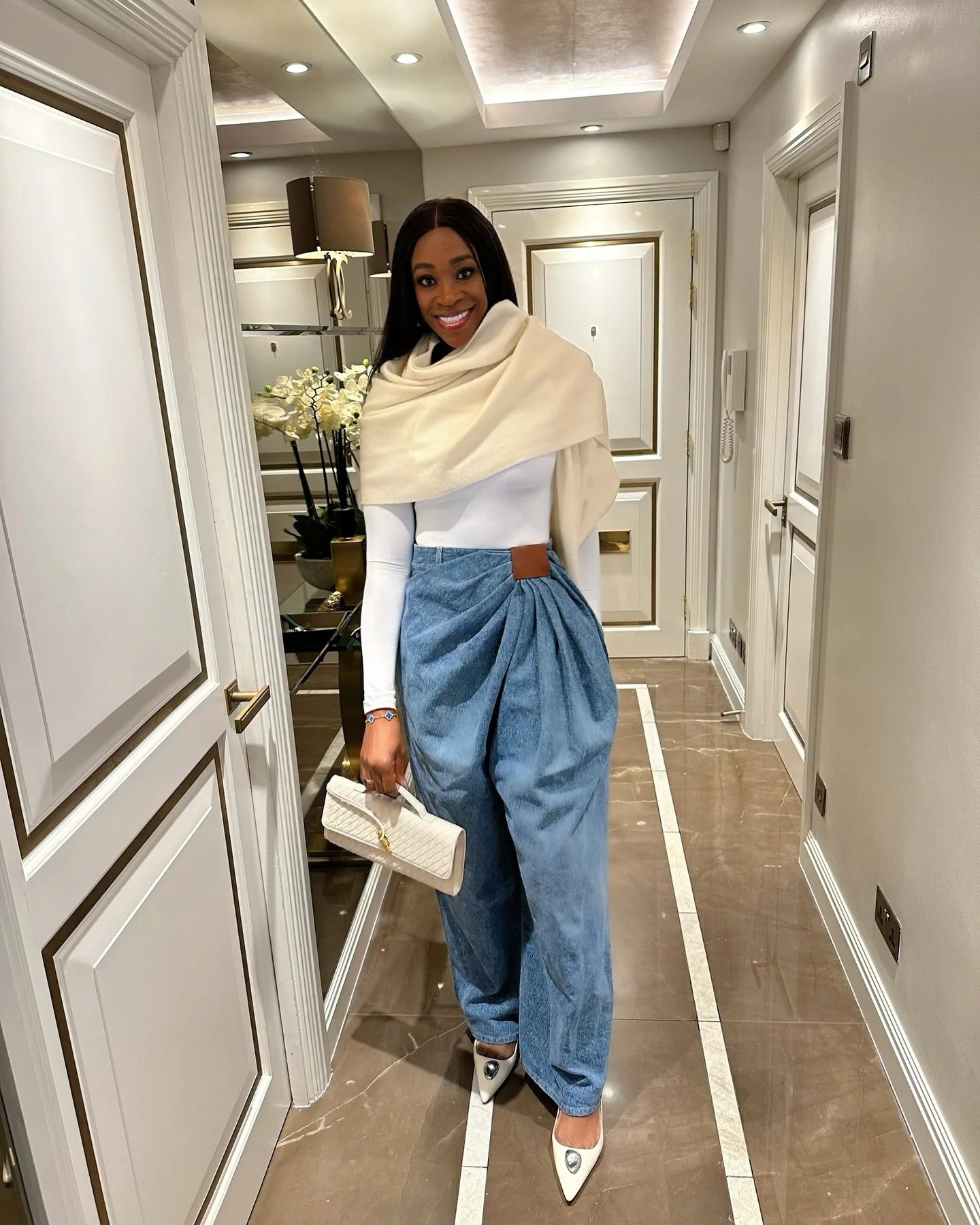 Women Wide Leg Pants Jeans Washed High Waist Folds Distressed Denims Spring 2026 Vintage Female Trousers Streetwear Floor Length