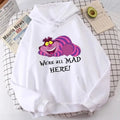 Moletons com capuz Alice no País das Maravilhas, gato de Cheshire, feminino, moletom com capuz, estilo mangá, Harajuku, feminino