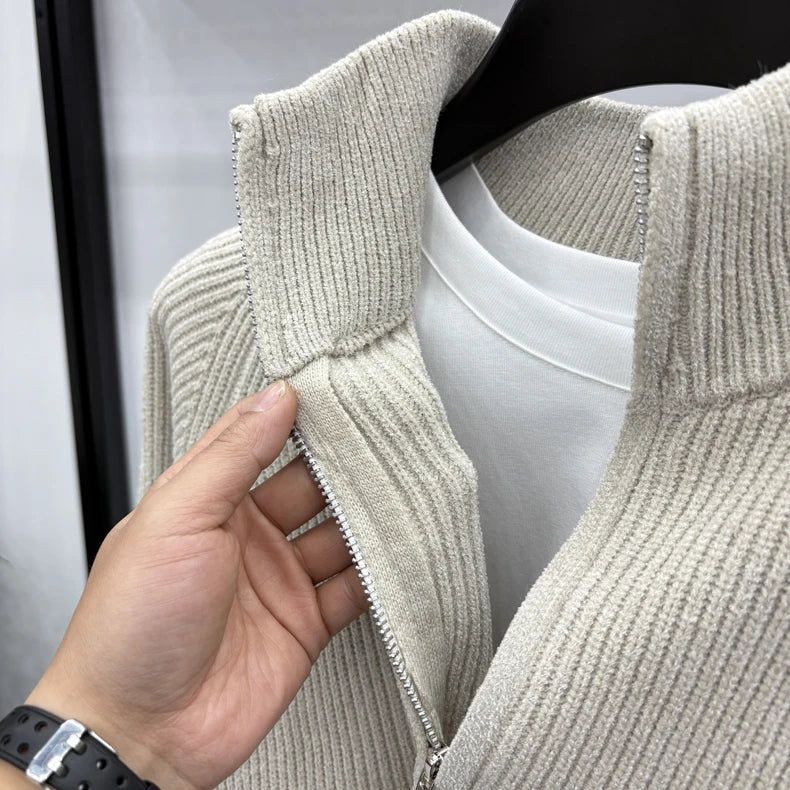 Men's Sweater Half Zipper Winter Thick Korean Edition Casual Loose Stand Up Collar Undercover