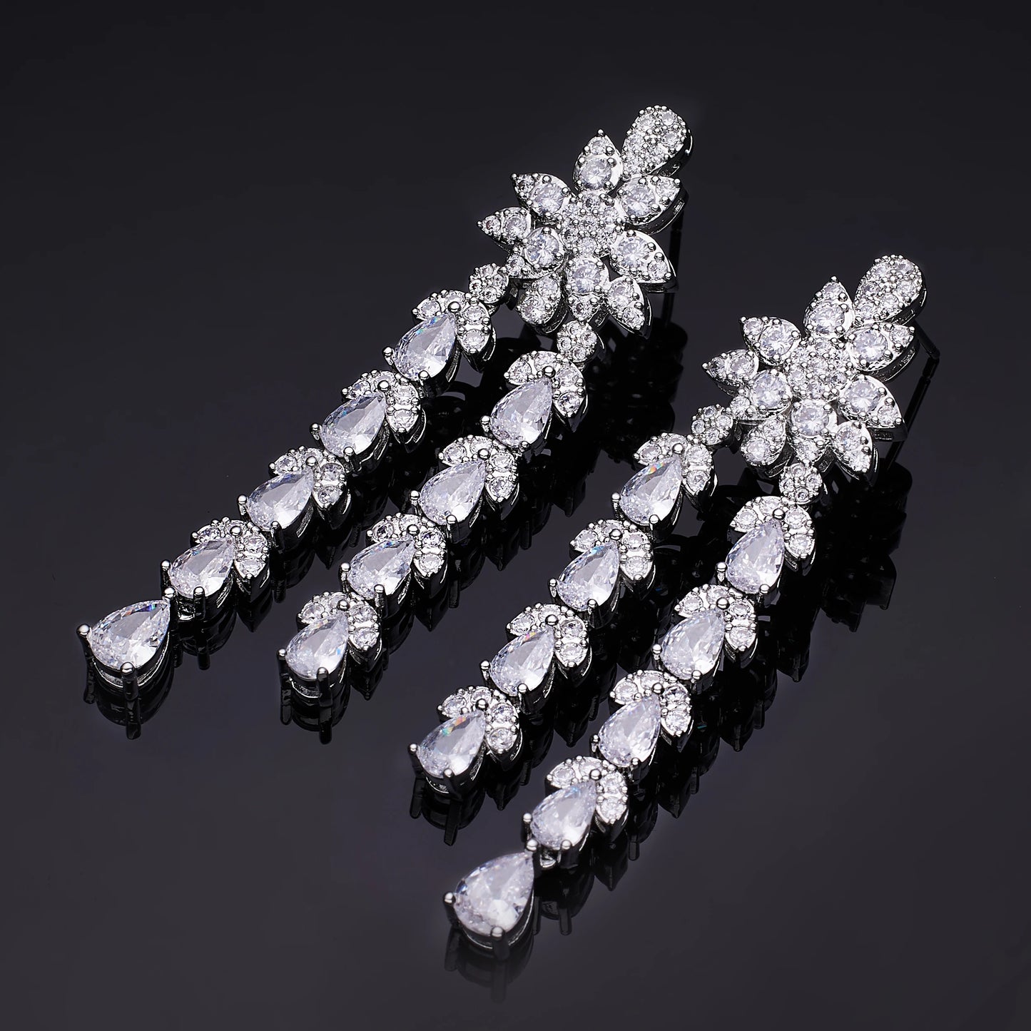 2023 Popular Luxury Droplet Cubic Zirconia Pendant Earrings for Women's Fashion Wedding Jewelry Gifts