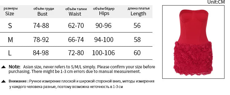 Vestido tubinho com textura floral 3D Gtpdpllt, lindo vestido vermelho sem alças, costas nuas, corpete, minivestido para mulheres, trajes de festa sensuais