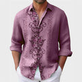 Camisa masculina de 6 cores estampada, modelo explosão, primavera e verão, lapela, botão, manga comprida, camisa