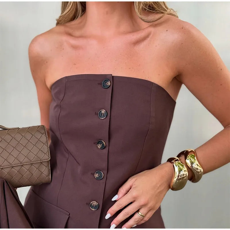 Elegant Full Sleeve Single Breasted Pocket Women Blazer Outfits Chic Solid High Waist Loose Pants Set Lady Spring Two Piece Sets