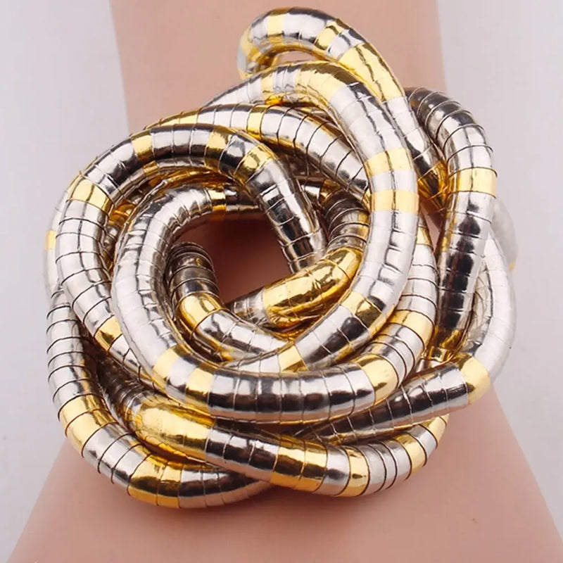 Colar de cobra dobrável em liga metálica, presente criativo, cor prata, gargantilha flexível giratória, acessórios de joias punk, pulseira