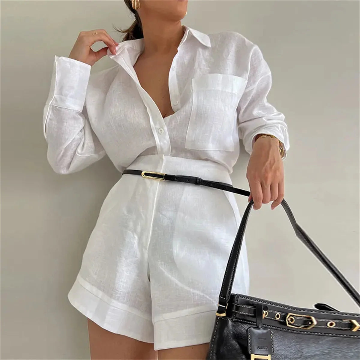 Women Casual Cozy Lapel Pink Shirt Pants Suits Fashion Single Breasted Blouses Elastic Waist Pant Set 2025 Spring Loose Outfits