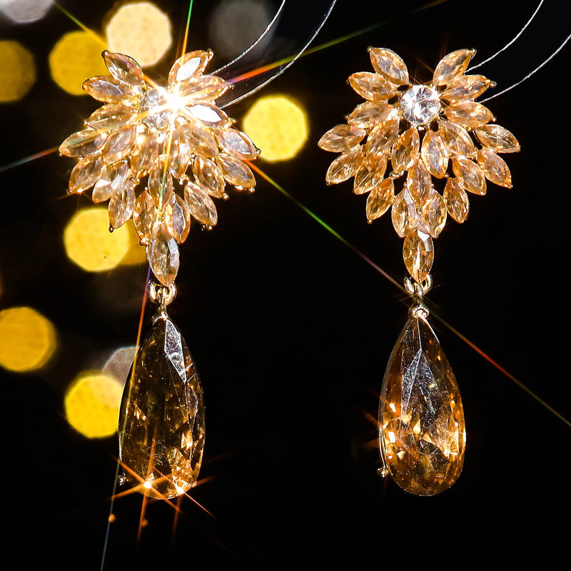 Design sense of personality exquisite colorful full of diamonds drop earrings fashion light luxury temperament match earrings