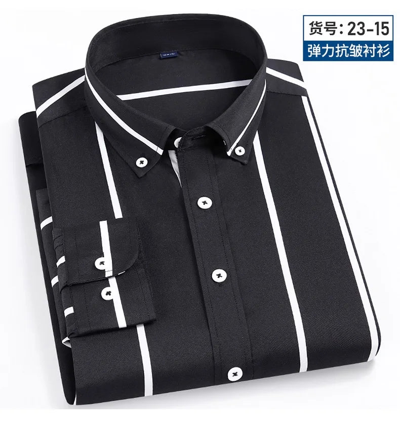 Camisa Social Masculina Listrada Manga Longa – Estilo Business Casual Elegante