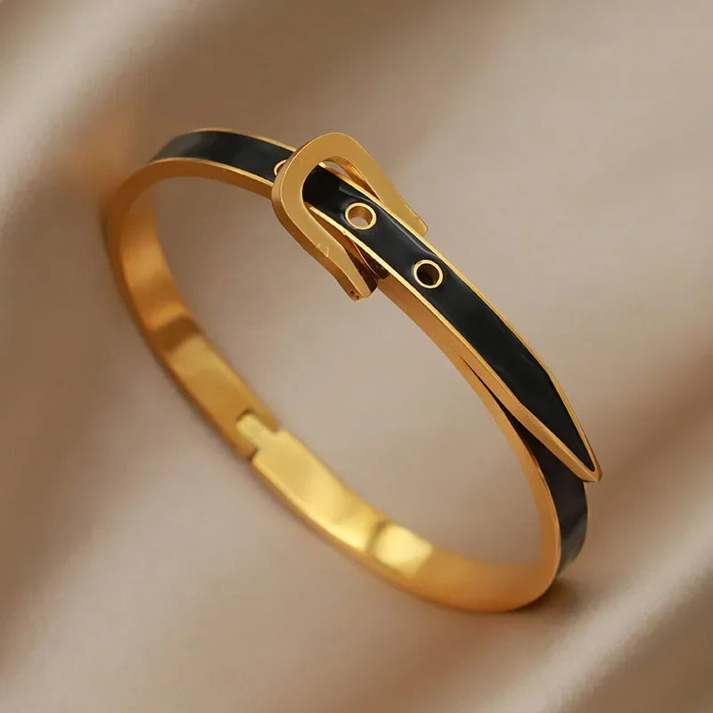 316L Stainless Steel Metal Classic Flower Bangles for Women Fashion Brand Jewelry Delicate Bowknot Bracelets Accessories
