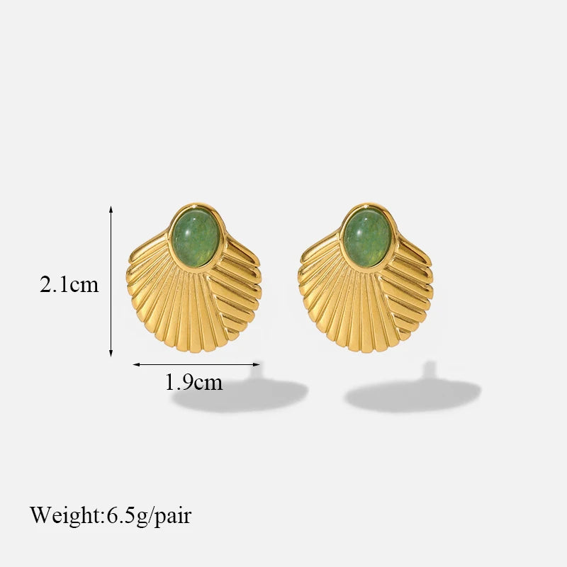 Brincos de argola EILIECK 316L em aço inoxidável dourado, formato de leque, geométrico, estilo boêmio, para mulheres, pingente de orelha, joia, presente para festa