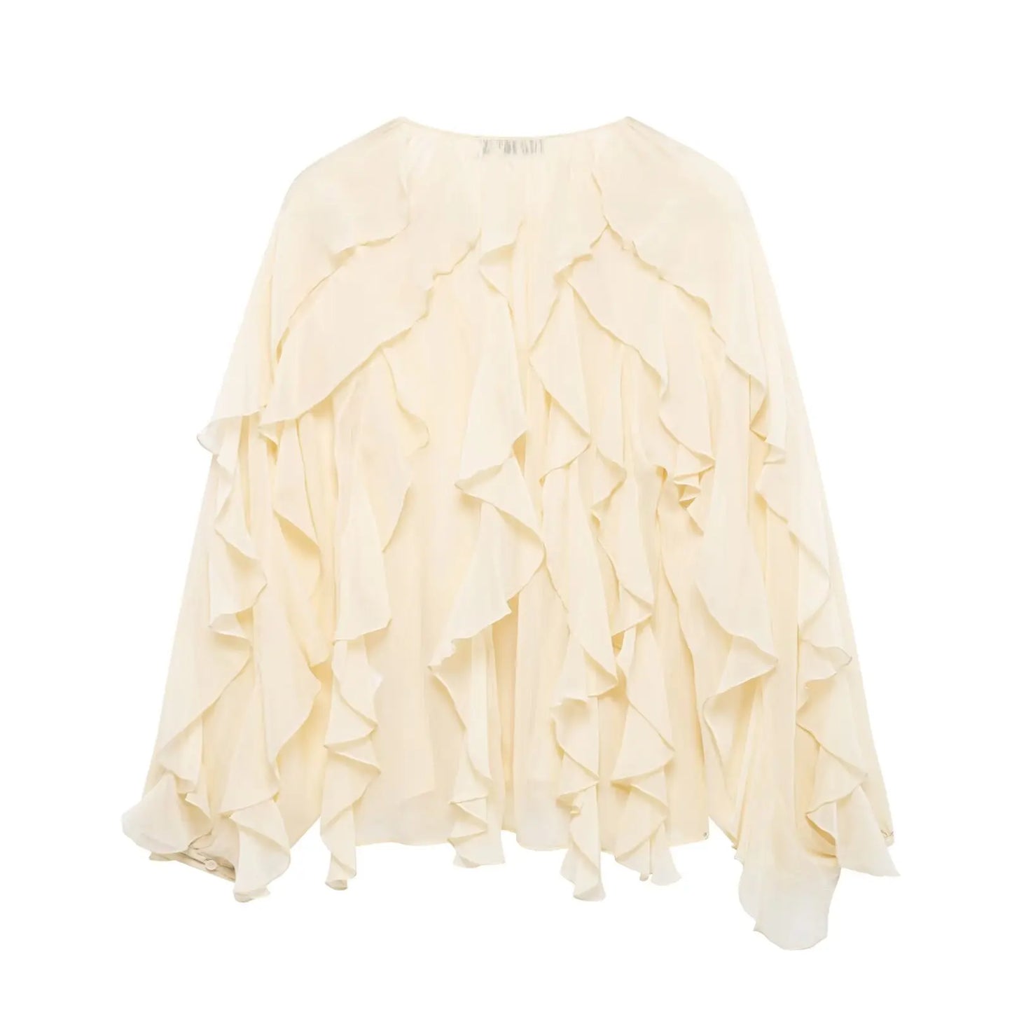 Women's Casual Ruffled Shirt Loose Lace Up Hollow Out V Neck Tops 2025 Spring Blouses Women Clothes
