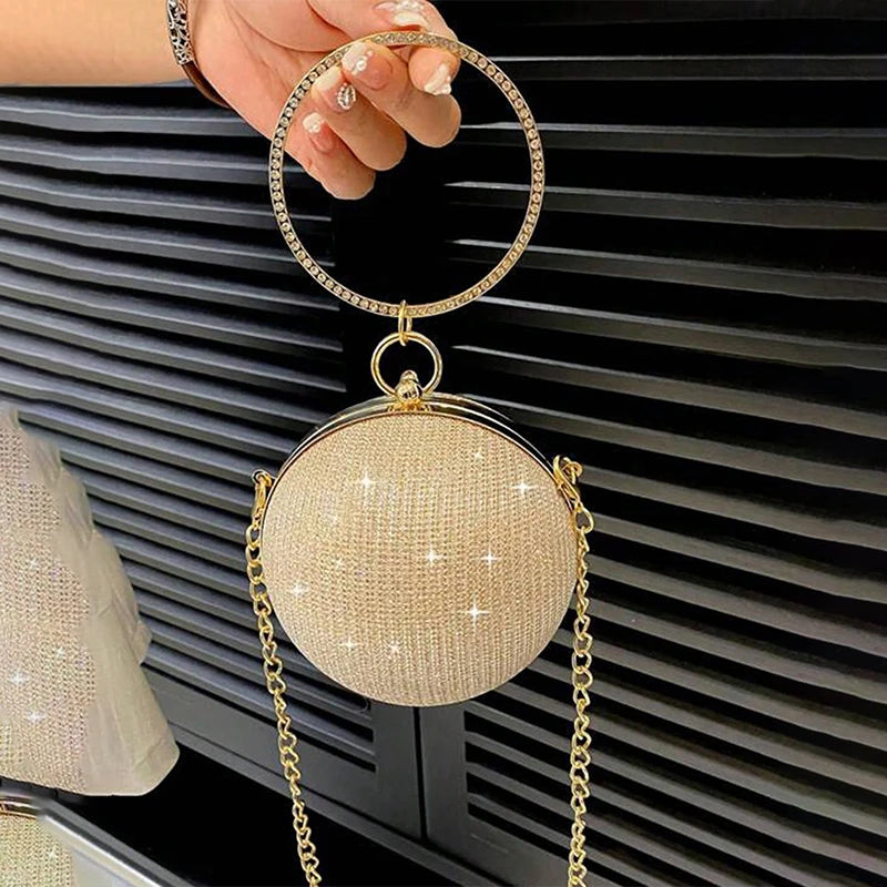 Circular Ring Portable Evening Bags Metal Round Ball Handbags For Lipstick Elegant Luxury Clutch Purse Wedding Wallets