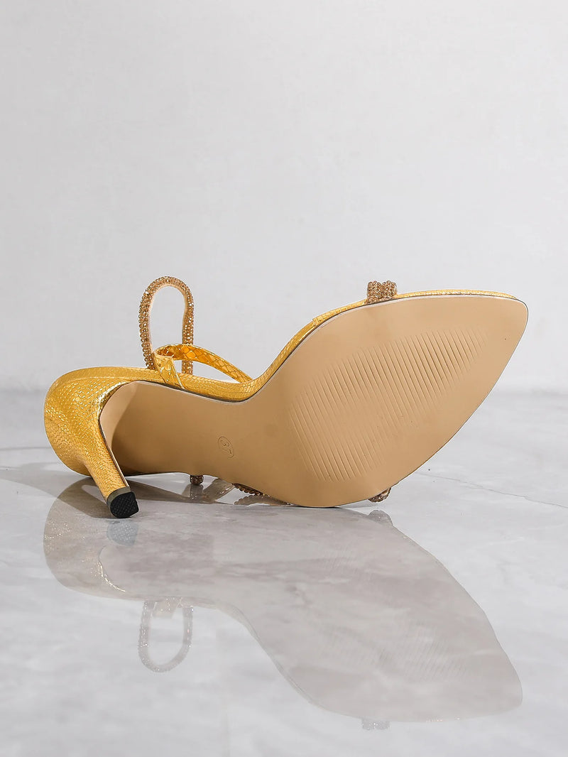 KM-ROYA Quality New Gold Diamond 11.5cm/4.5inch heel Women Sandals Sexy Thin High Heels Party Banquet Shoes