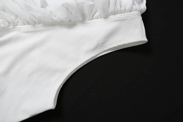 Weird Puss Patchwork Summer 2-Piece Set Women v-Neck Ruffles Crop Tops+Elastic Waist Simple Skitrts Solid Vacation Elegant Suit
