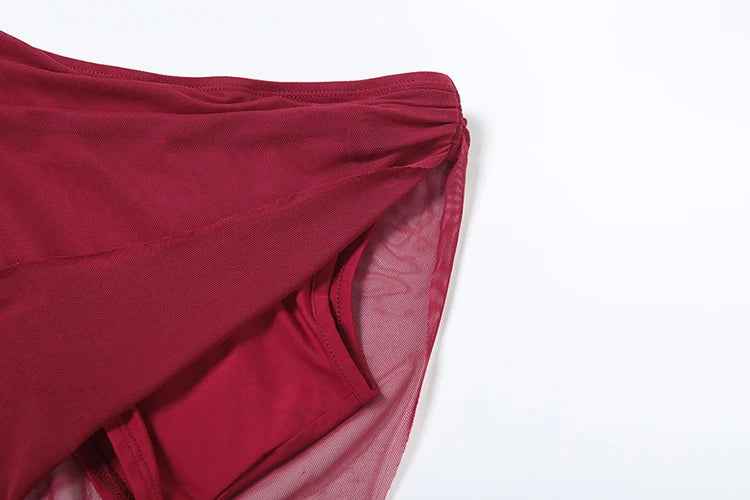 Conjunto de 2 peças irregulares Weird Puss para mulheres, blusa regata de malha com gola diagonal e saia longa franzida, combinando com roupas de clube