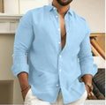 Men's Summer Beach Shirt Linen Button Up Long Sleeve Plain Lapel Spring & Summer Casual Daily Clothing