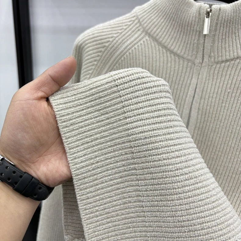 Men's Sweater Half Zipper Winter Thick Korean Edition Casual Loose Stand Up Collar Undercover