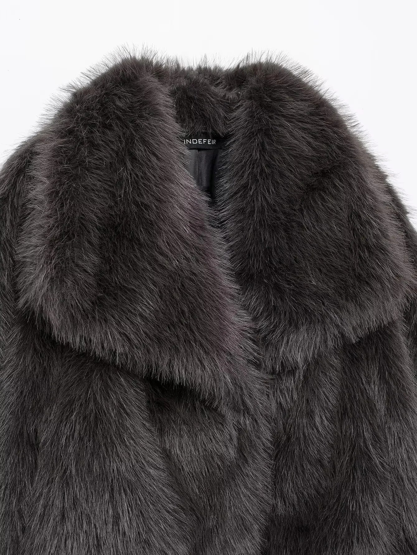 KONDALA 2026 Spring Summer Casual Faux Fur Brown Women Warm Jackets Valentine‘s Day Turn Down Collar Oversized Elegant Coats