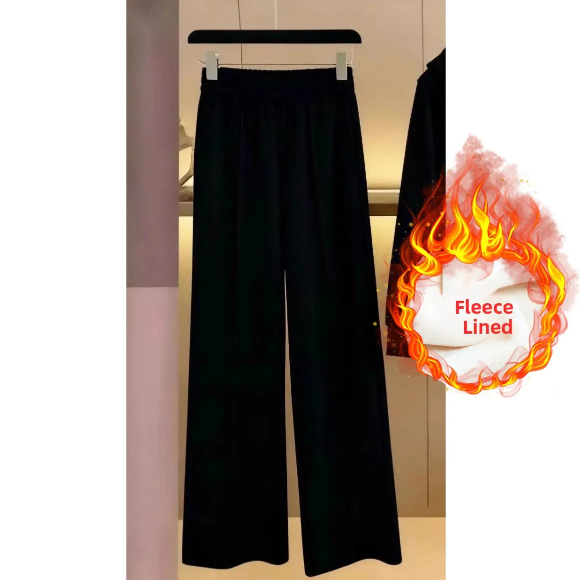 Women's Fleece Lined Thick Casual Sports Suit Set Hoodie Jacket Wide Leg Pants Two Piece Set Autumn Winter Fashion New Style
