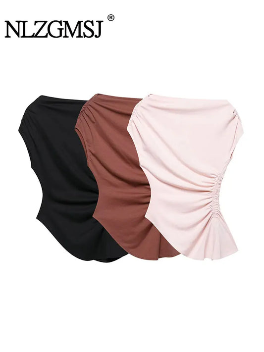 Top Feminino com Drapeado e sem Mangas – Streetwear