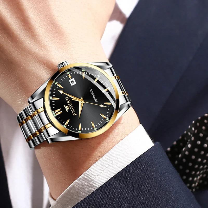 New Luxury Men Mechanical Wristwatch Stainless Steel Automatic Watch Top Brand Mens Watches Luminous Date Reloj Hombre - CRAVO ROSE