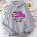 Moletons com capuz Alice no País das Maravilhas, gato de Cheshire, feminino, moletom com capuz, estilo mangá, Harajuku, feminino