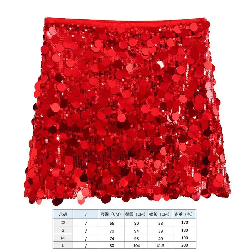 Mini Saias para Mulheres Roupas Moda Roupas Sexy Streetwear Dança Bling Lantejoulas Garotas Gostosas