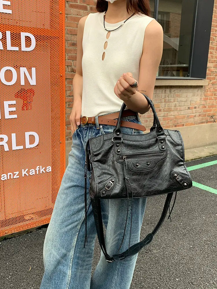 City Motorcycle Shoulder Bag Tote Bag for Women Luxury Designer 2026 Autumn and Winter handbag crossbody Large Capacity