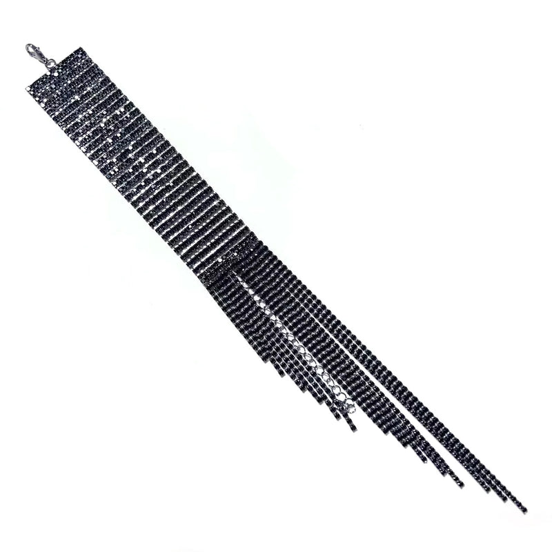 Fashion Long Tassel Rhinestone Bracelet Hand Jewelry for Women Bridal Crystal Statement Bracelets Wedding Jewellery