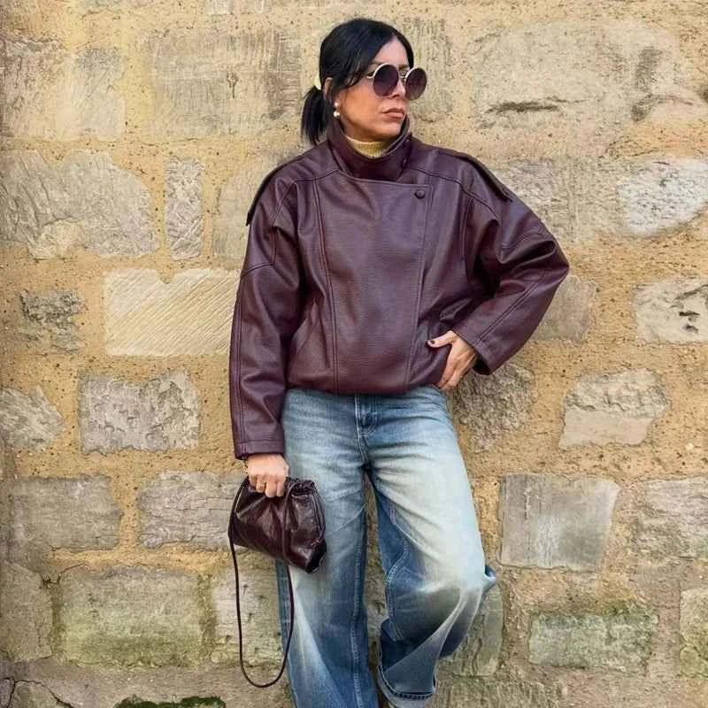 MUJER Faux Leather Jackets for Women Oversize Women's Bomber Jacket Fashion Winter Womens Coats Outerwears Demi-season Jackets