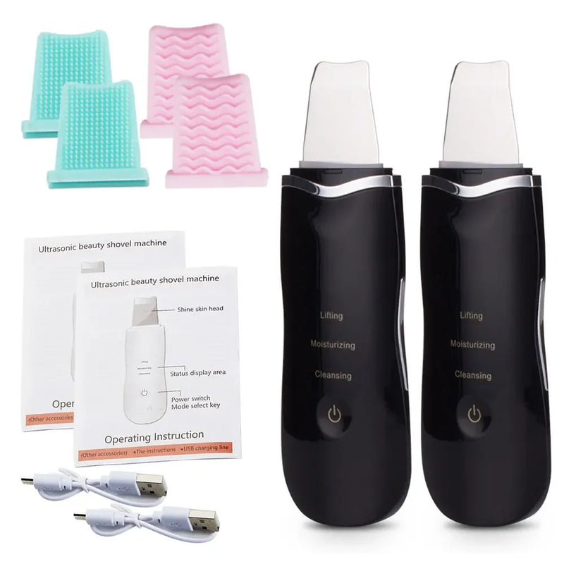 Esfoliante ultrassônico para pele, peeling, removedor de cravos, limpeza profunda do rosto, limpador de poros de acne, pá facial, limpador EMS de microcorrente