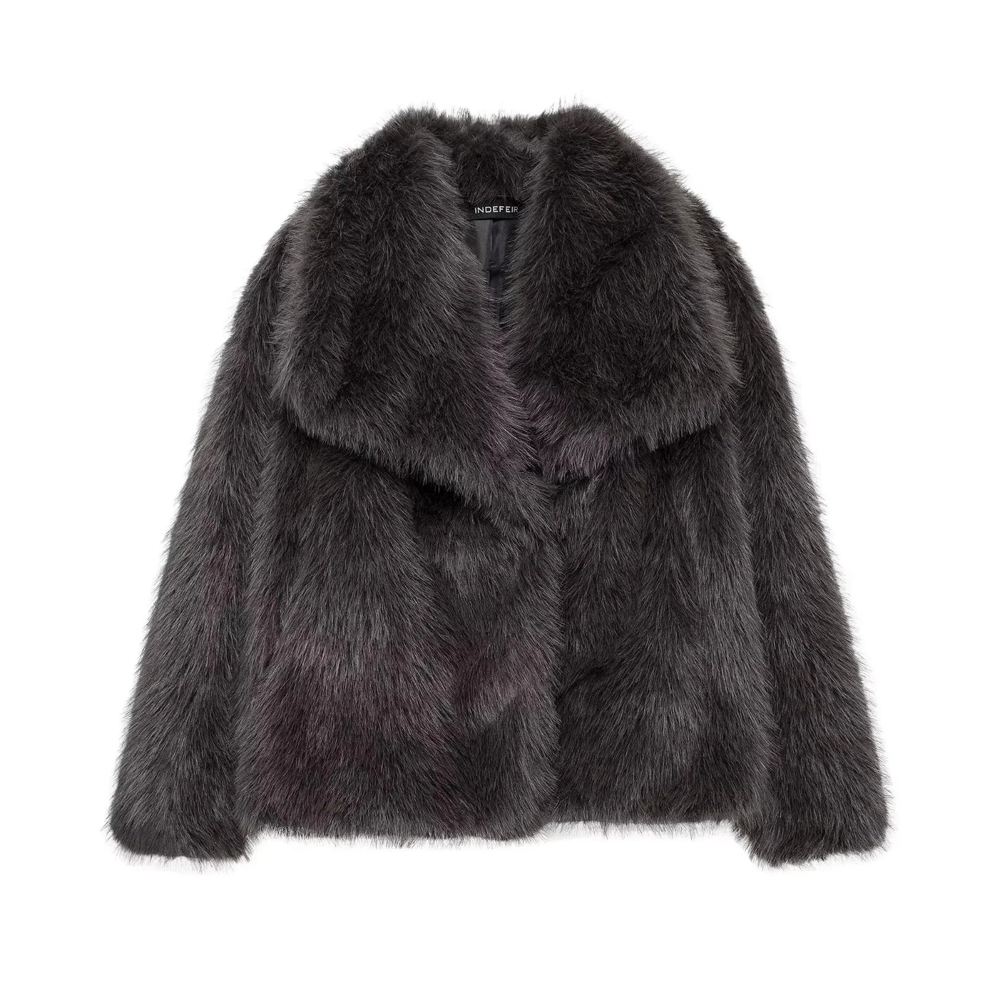 KONDALA 2026 Spring Summer Casual Faux Fur Brown Women Warm Jackets Valentine‘s Day Turn Down Collar Oversized Elegant Coats