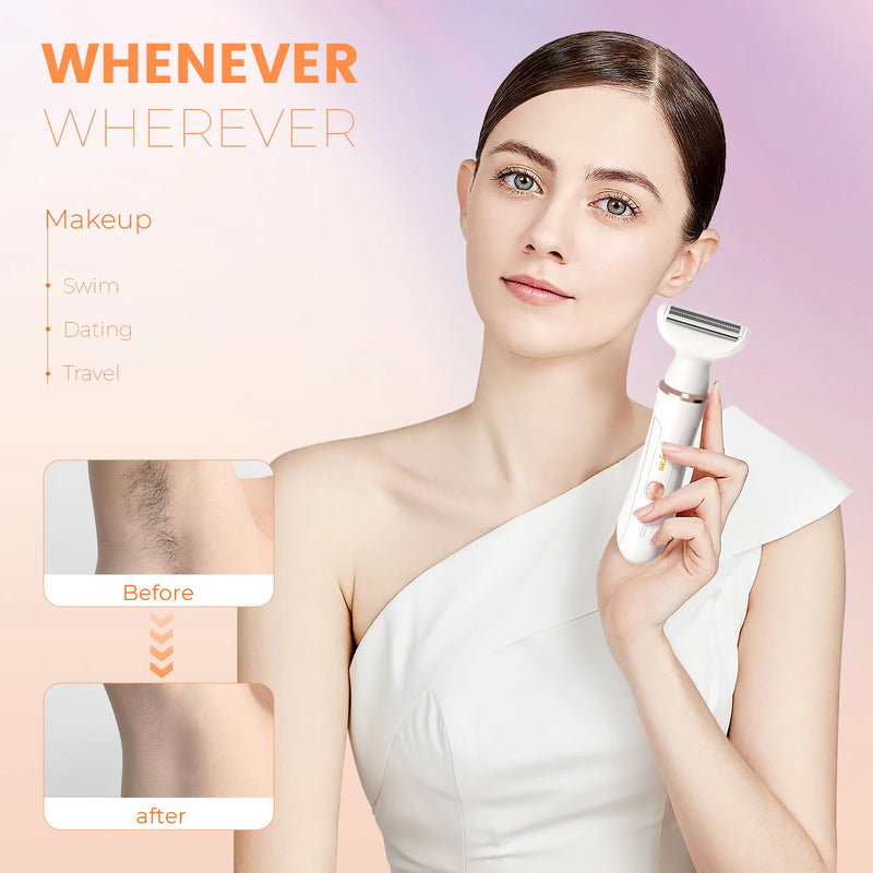 Sejoy 4 in 1 Electric Lady Shaver, Body Hair Trimmer Removal Epilator, Painless Cordless Trimmer Razor for Armpit Bikini Arm