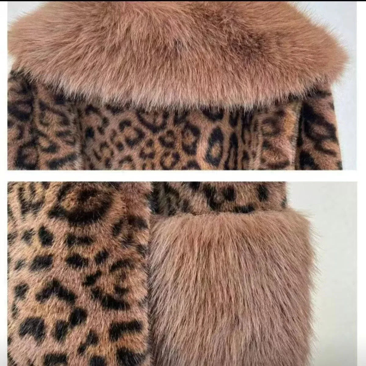 2025 New Women Autumn Winter Leopard Print Temperament Fur Coat Medium-Long High End Fur Collar With Belt Fur Jacket Overcoat