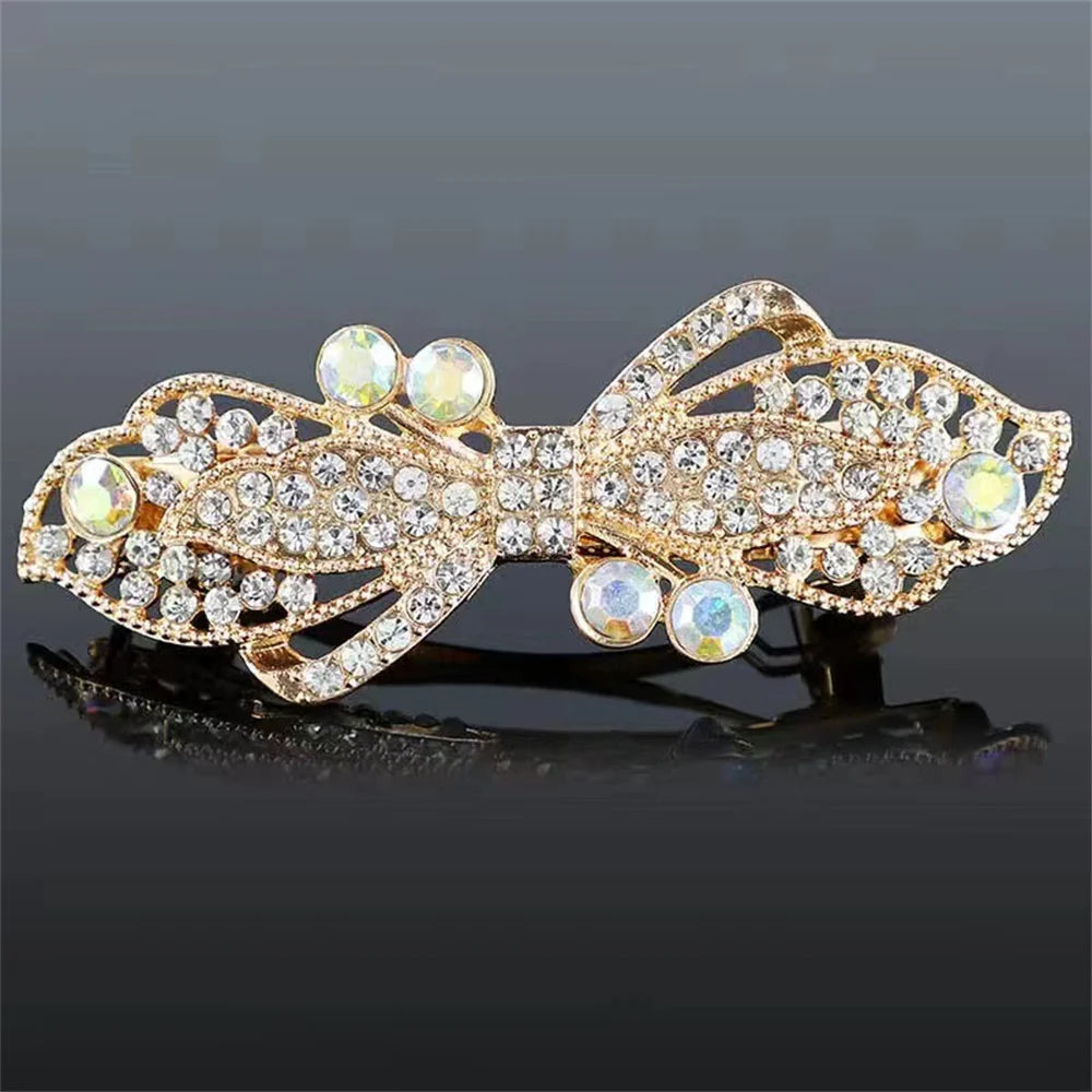 Korean Shiny Rhinestone Hair Clip for Girls Women Fashion Sweet Exquisite Pearl Flower Hairpin Hair Claw Hair Accessories