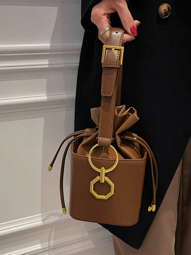 Vintage PU Leather Mini Crossbody Bag Women Autumn Fashion Commuter Handbags 2024 New Solid Color Lady Square Pack
