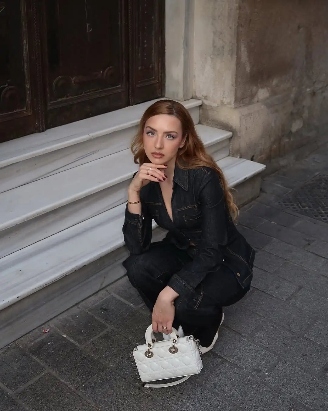 Women Fashion Denim Solid Top High Waist Pants Suits Casual Single Breasted Lapel Neck Shirts Pant Set Spring Lady Street Wear