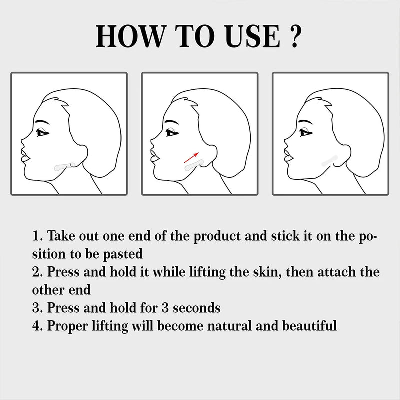 Adesivo facial fino com 100 peças, adesivo invisível para lifting facial, adesivo em V, fita adesiva antirrugas respirável, adesivo para lifting de queixo, cuidados com a pele